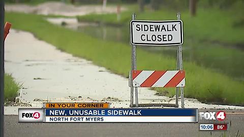 Newly installed sidewalks in North Fort Myers unusable