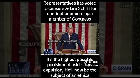 CA. Representative Schiff gets Censured by HoR.