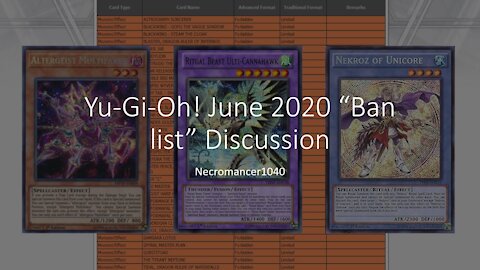 June 2020- Yugioh! Ban list discussion/ Meta Analysis