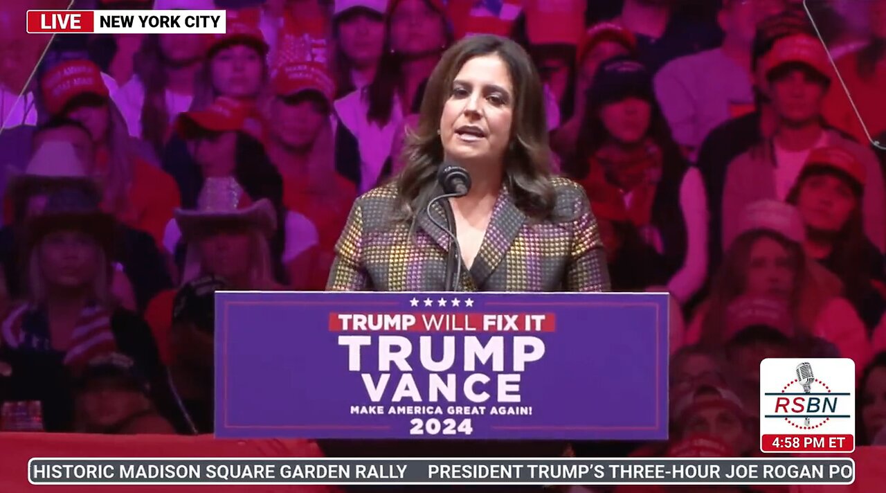 FULL SPEECH: Congresswoman Elise Stefanik Delivers Remarks at Madison Square Garden in NYC- 10/27/24