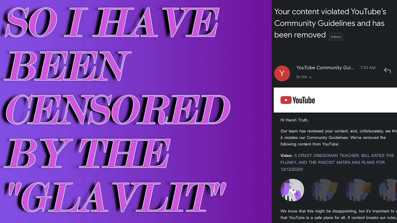 SO I'VE BEEN CENSORED BY THE "GLAVLIT"...GET FAMILIAR WITH THAT WORD, IT DEFINES BIG-TECH!
