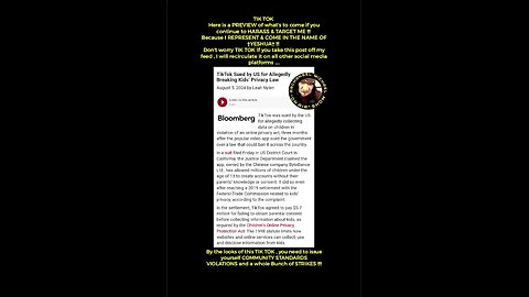 TIK TOK is sued by the United States government , for collecting data on children. Without consent .