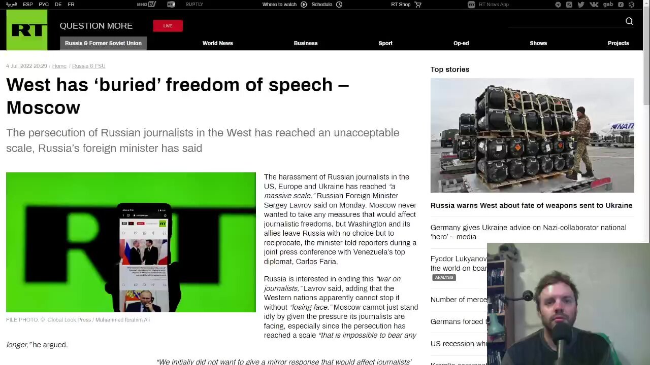 Censoring journalism because of...misinformation? Why are we supposed to hate Putin?