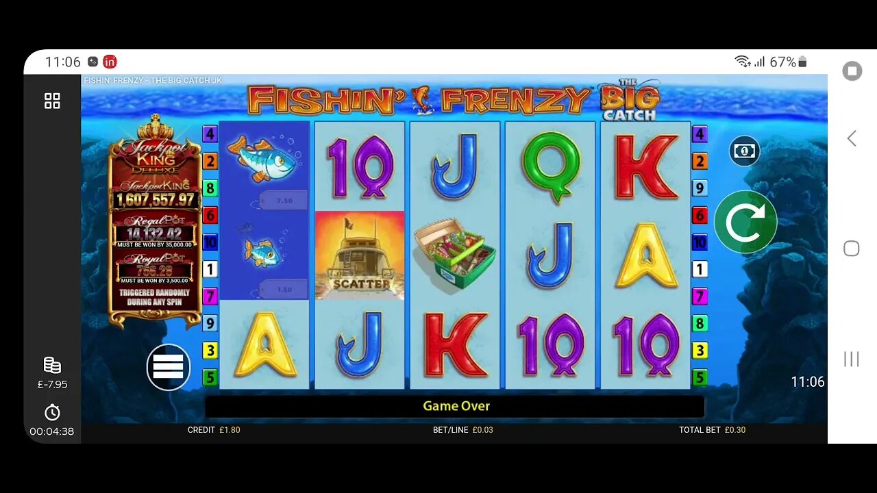Back at Sky Vegas so playing fishin frenzy and Horus.