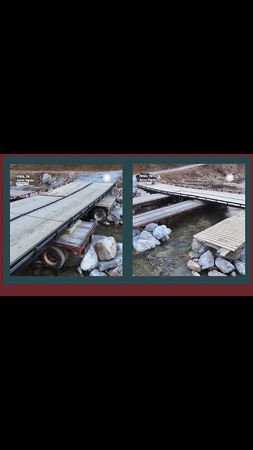 TN residents & volunteers built a temporary bridge from semi-trailers