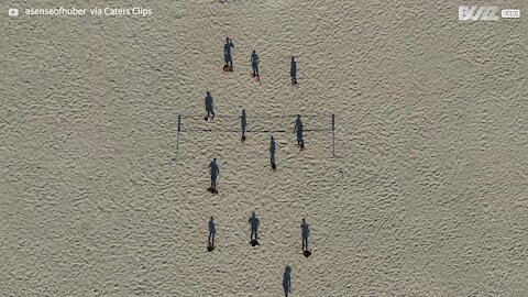 Stunning footage shows "shadows" playing volleyball