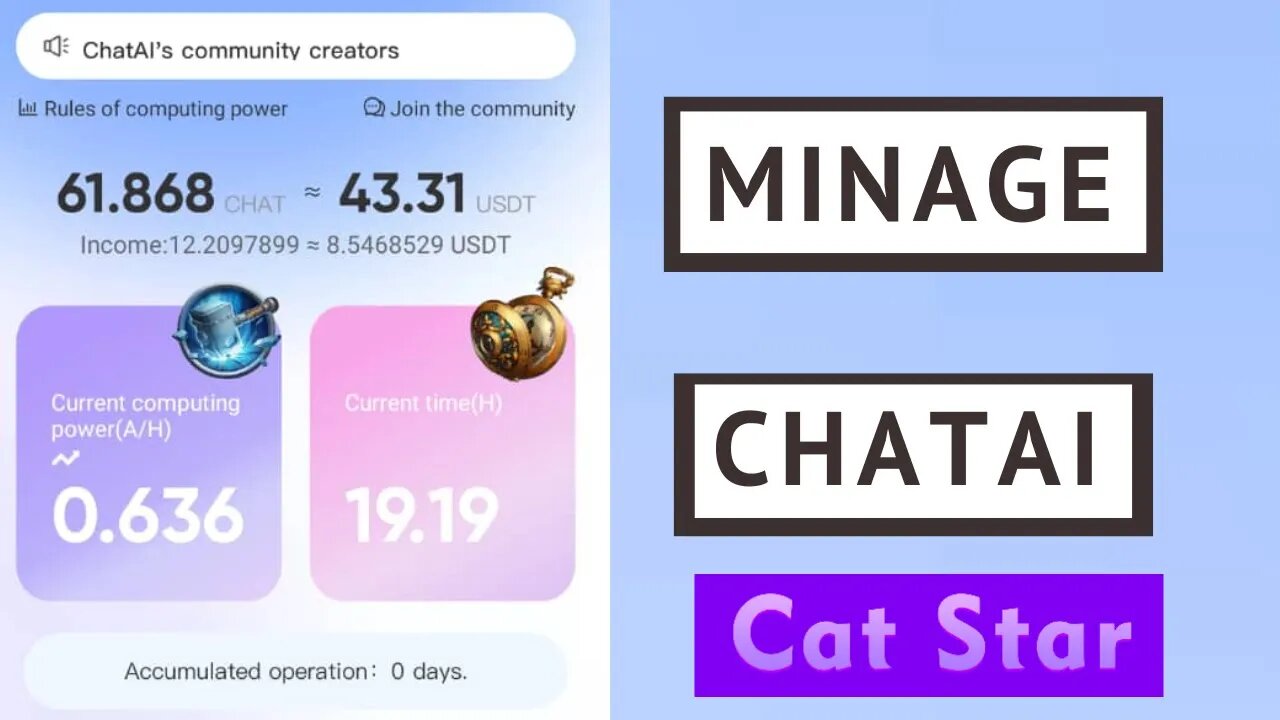 Chatany cat minage chat ai token global bot web3.0 hash crypto opportunité