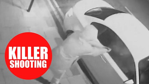 Shocking footage shows the moment a hitman blasted a man in the chest at point blank range