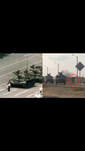 Ukrainian Steps in Front of Russian Convoy in Scene Reminiscent of Tiananmen Square