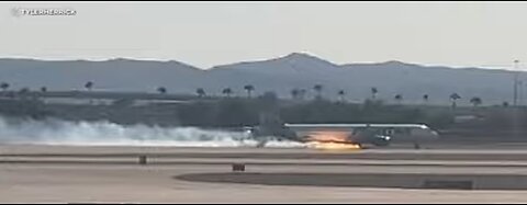 Flames seen under Frontier Airlines flight as it makes hard landing in Las Vegas