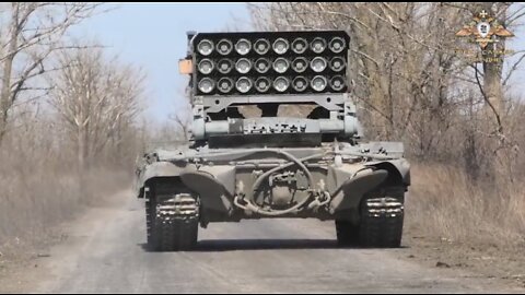 People's Militia of the DPR, TOS-1A (THERMOBARIC) multiple rocket launcher in action