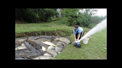 Fishing: Fishing Techniques, Catching Fish With Pump, Catching a lot of fish in the wild lake