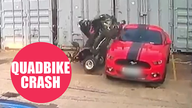 Shocking footage shows the moment a man lost control of a quad bike