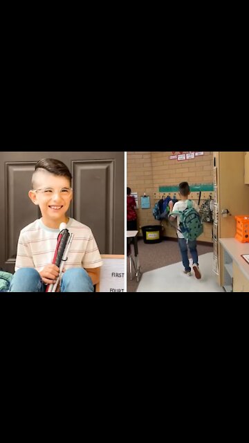 Blind Student Enthusiastically Finds Way Around School On His First Day