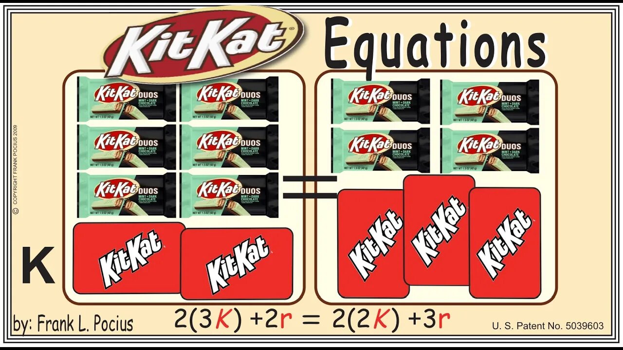 VISUAL KITKAT DUOS 2(3K)+2r=2(2K)+3r EQUATION _ SOLVING EQUATIONS _ SOLVING BASIC WORD PROBLEMS