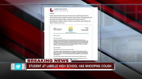 Labelle Student Diagnosed Whooping Cough