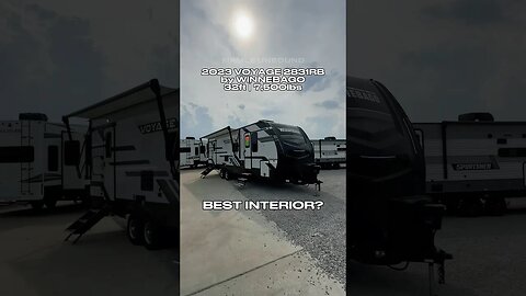 This travel trailer RV has a fun and refreshing interior! 2023 Winnebago Voyage 2831RB