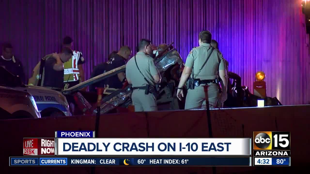 Driver veers off freeway, crashes into bus on 24th Street