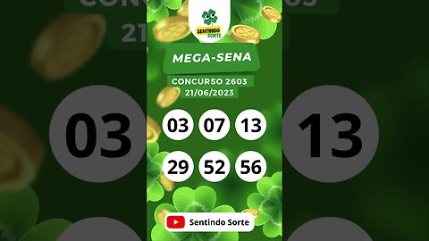 🍀 Resultado MEGA-SENA 2603 | 21/06/23 | Sentindo Sorte #shorts