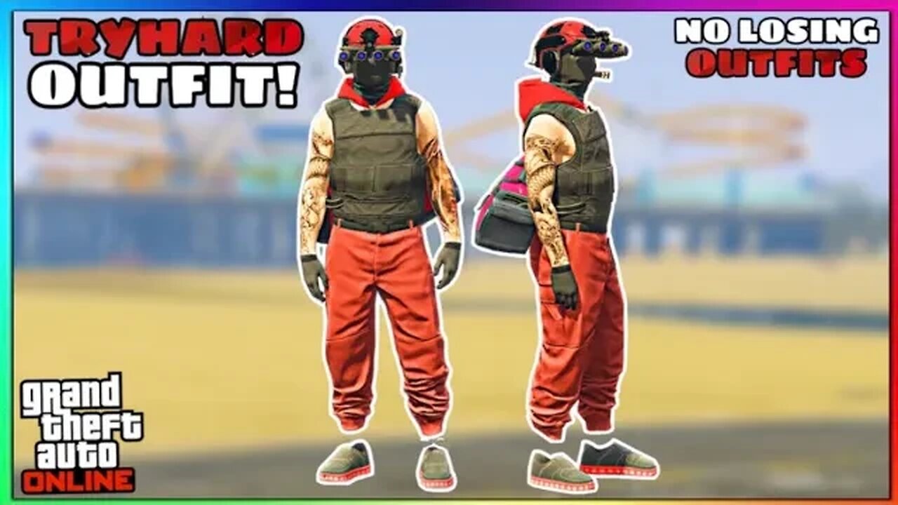Easy Red Joggers Hoodie Tryhard Glitched Outfit (No Transfer) (GTA Online)