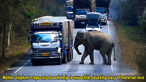 Mother elephant stops cars to seek help to save child, touching story of maternal love