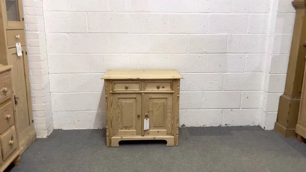 Small Antique Pine 2 Door 2 Drawer Cupboard (V1654B) @Pinefinders Old Pine Furniture Warehouse