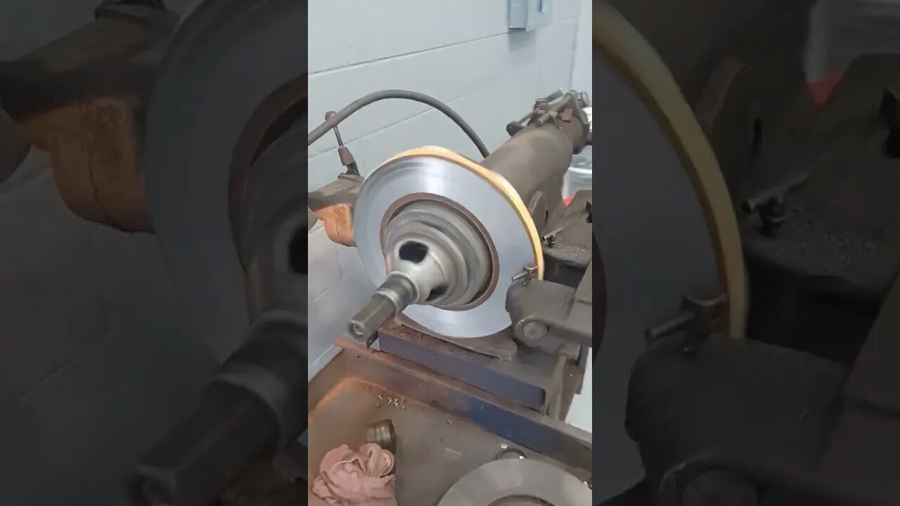 machine rotor on aamaco brake lathe