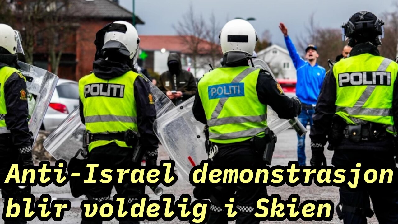 āPalestina-demonstranter angrep politi og presse i Skien 𤔠m/ Klaus Jakobsen