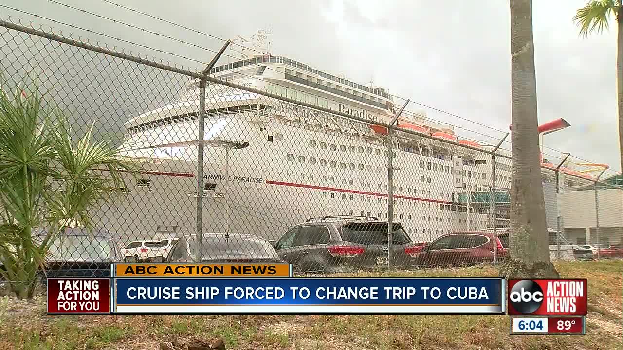 Cruise ship forced to change trip to Cuba