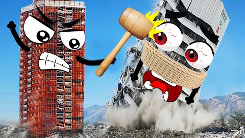 Extreme Dangerous Building Demolition Skills | Doodles and Heavy Equipment Machines Destroy Building