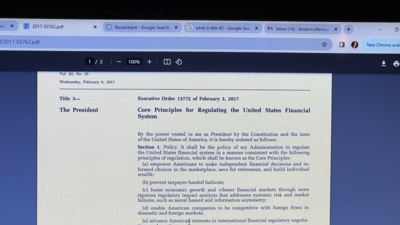 EO 13772 Core Principles for Regulating the United States Financial system