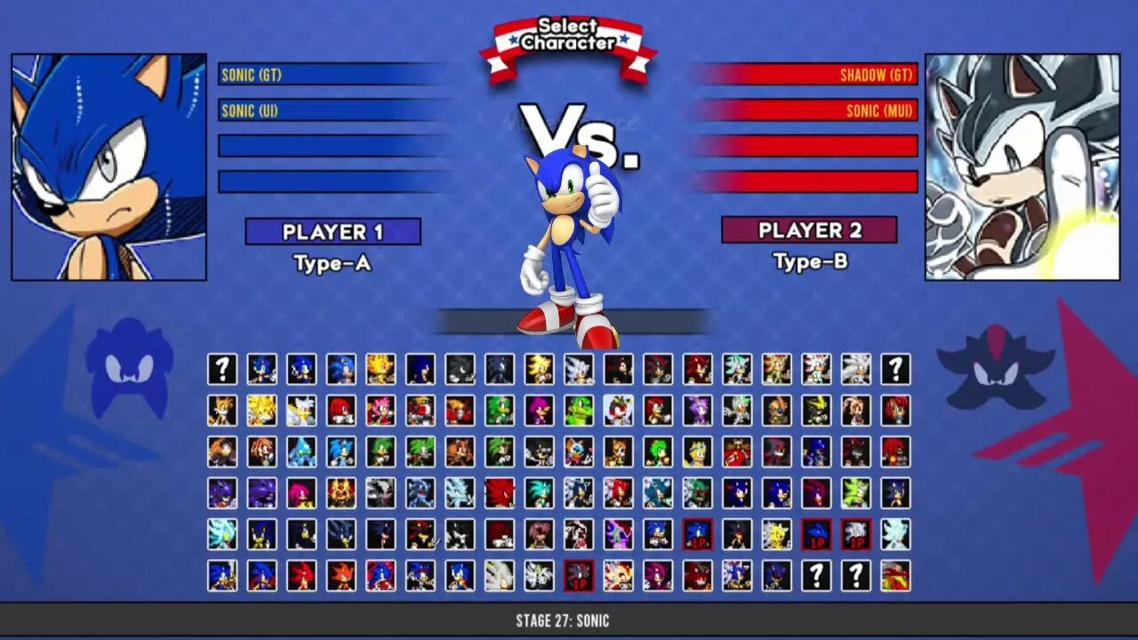 Sonic GT & Sonic UI VS Shadow GT & Sonic MUI I Sonic Battle MUGEN HD