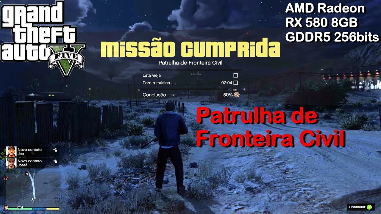 Patrulha de Fronteira Civil - GTA 5 - na AMD Radeon RX 580 8GB GDDR5 256bits