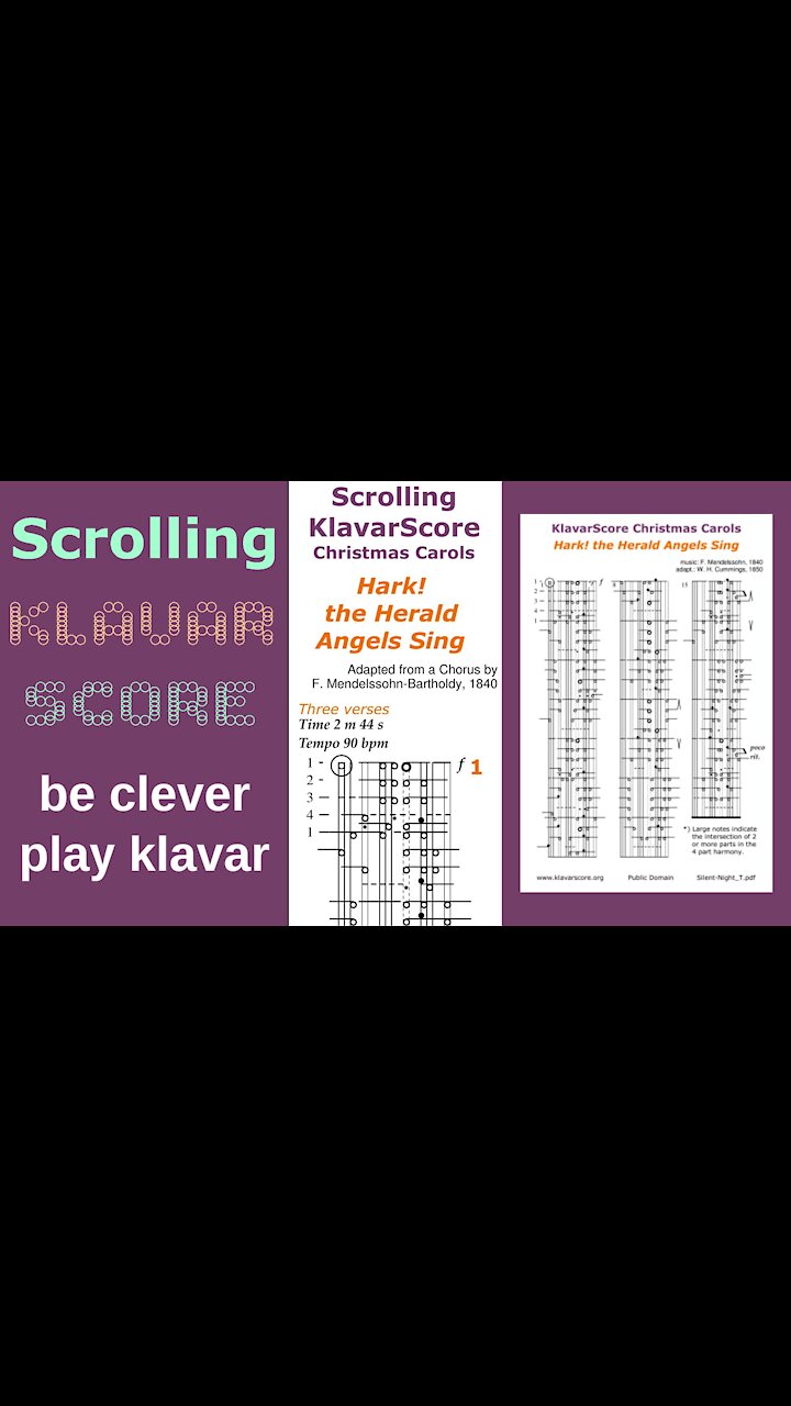 Hark! the Herald Angels Sing, adapt fr Chorus by F. Mendelssohn, Scrolling KlavarScore Sheet Music