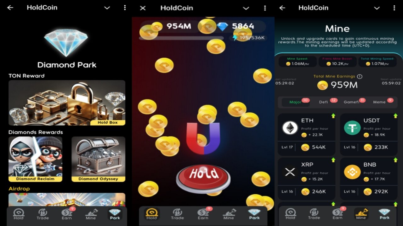 HoldCoin | Are You Still Mining ???? | Unlock And Upgrade Cards For Continuous Mining Rewards