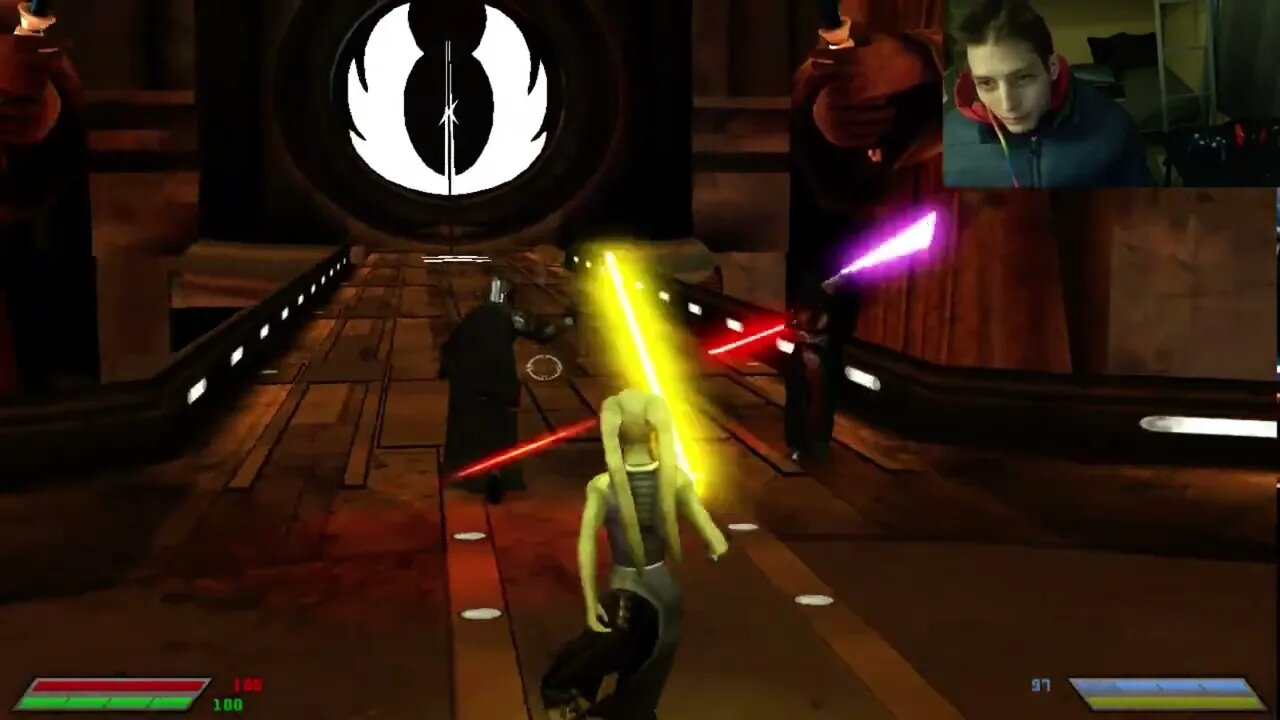 The Mandalorian VS Darth Revan In A Battle With Commentary In Star Wars Jedi Knight Jedi Academy