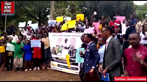 Ugandan students, protest against Joe Biden in front of their parliament