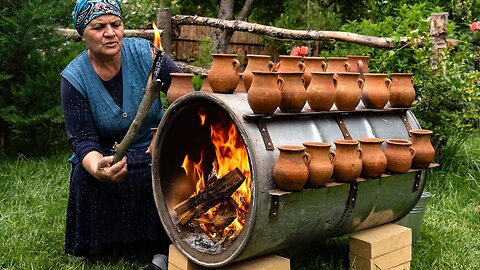 Traditional Azerbaijani Piti： Outdoor, on a Barrel Over Wood Fire 🌶