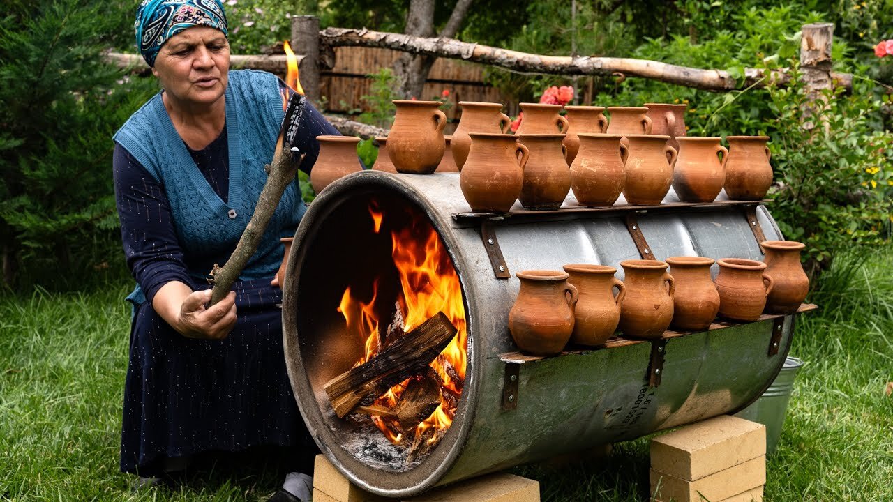 Traditional Azerbaijani Piti: Outdoor, on a Barrel Over Wood Fire 🌶