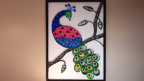 Quilling Peacock using newspapers/flyers