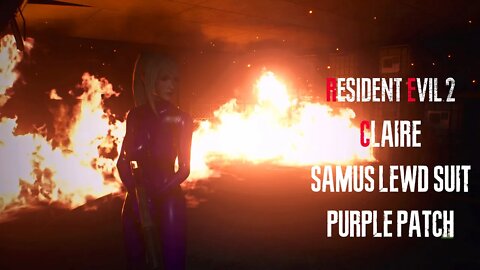 Resident Evil 2 Remake Claire Samus Lewd Purple Patch outfit mod [2K]