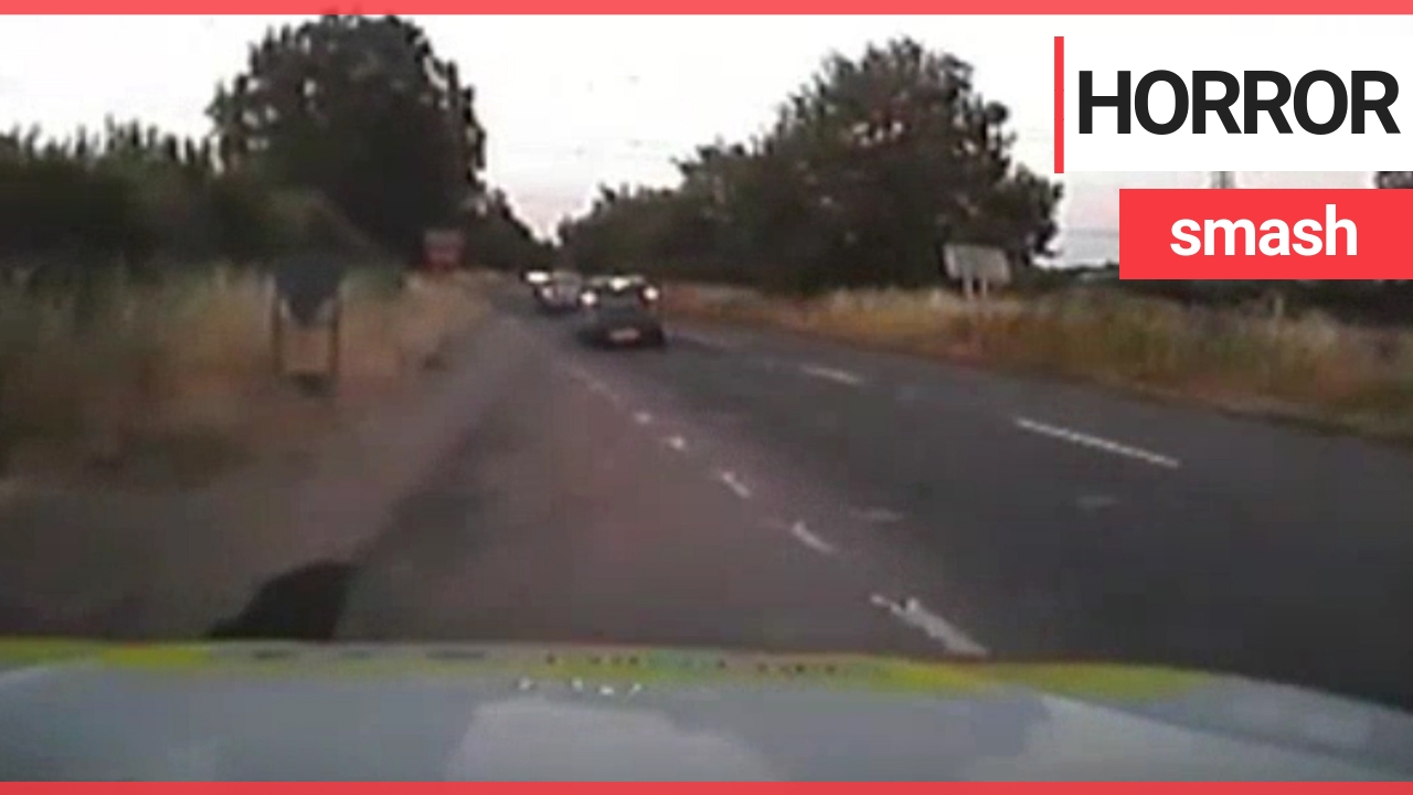 Police dashcam video shows car crashing and flipping at 90mph