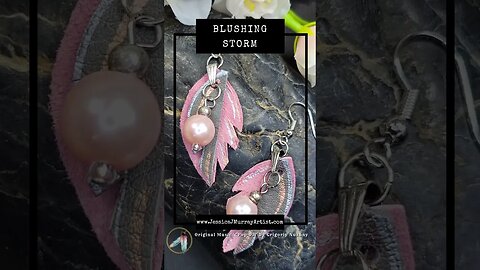 BLUSHING STORM, 1 inch, leather #feather earrings #leatheraccessories #genuineleather #leather