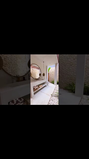 From Rock Walls to Concrete Floors: Inside Bali's Stylish Tropical Villa 🌴 #shorts #tropicalhouse