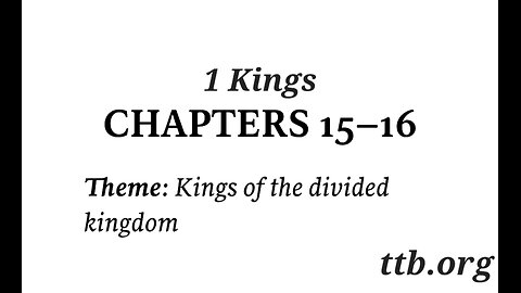 1 Kings Chapter 15-16 (Bible Study)