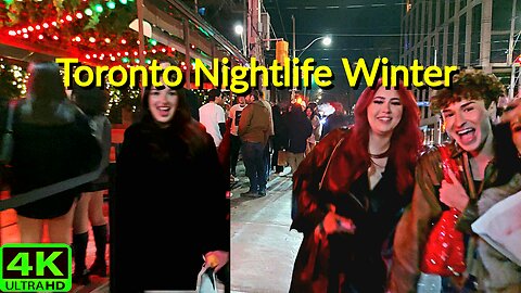 【4K】Freezing Nightlife Downtown Toronto Canada 🇨🇦
