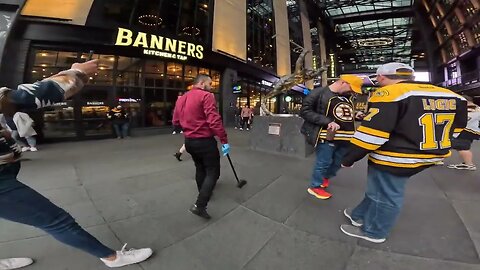 Boston Bruins 4K Walking Tour North Station Pregame Bs at TD Garden - Hub Hall Big crowds fun food