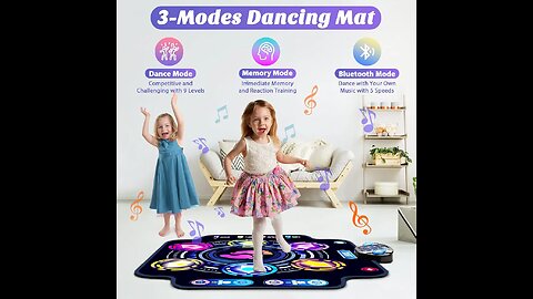 KIZJORYA Dance Mat for Kids, Electronic Light-up Dance Pad with Wireless Bluetoot