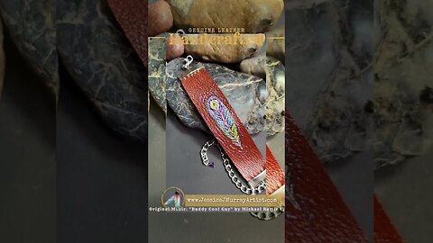 PEACOCK INSPIRED FEATHER, 9 inch adjustable, leather bracelet
