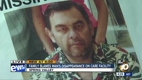 Family blames man's disappearance on care facility